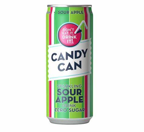 Candy Can Sparkling Drinks 330ml Can-Sour Apple