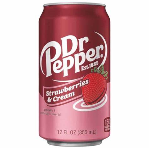 Dr Pepper Soda Cans 335ml - 355ml-Strawberries & Cream