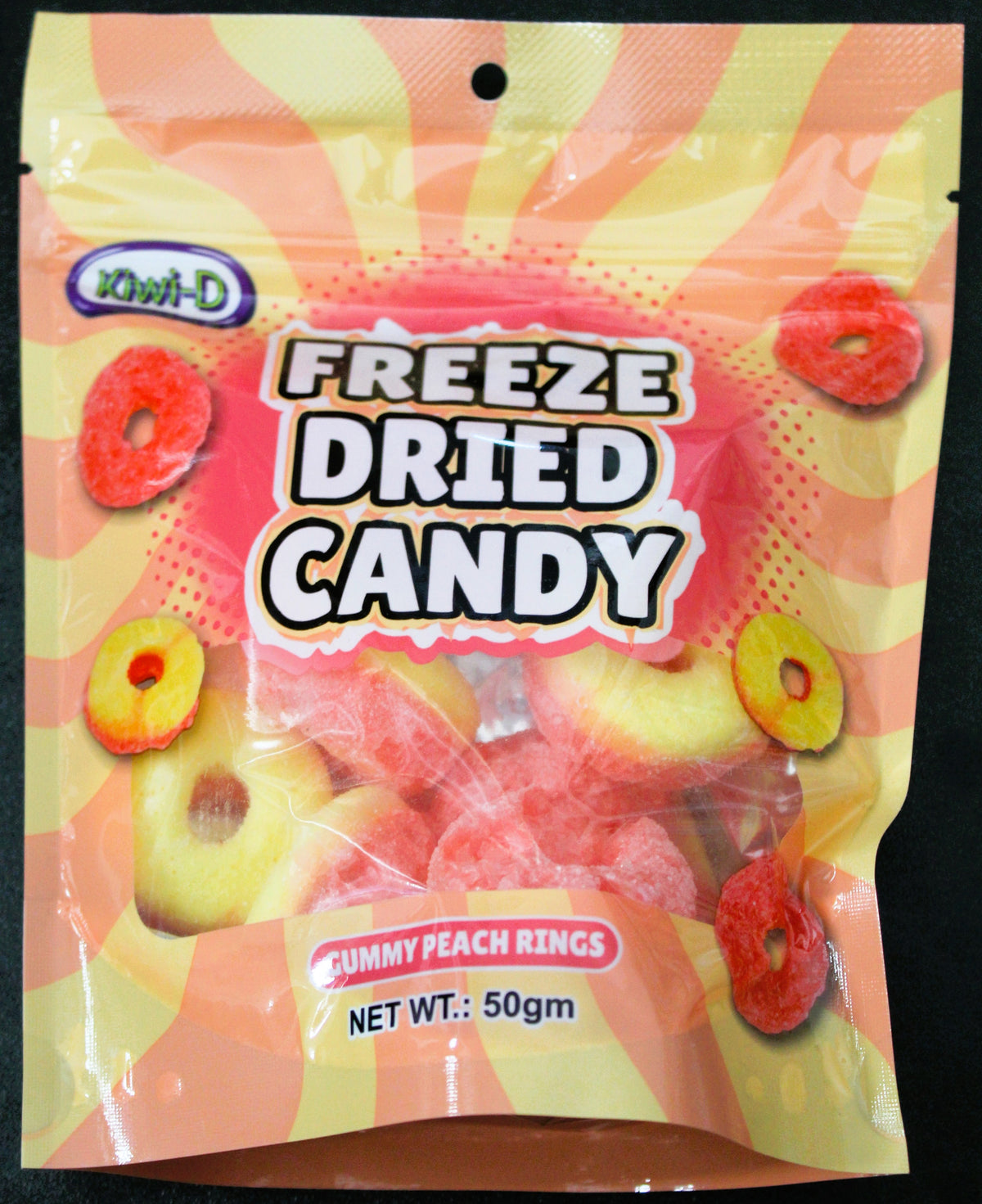 Kiwi-D Freeze Dried Peach Rings 50g